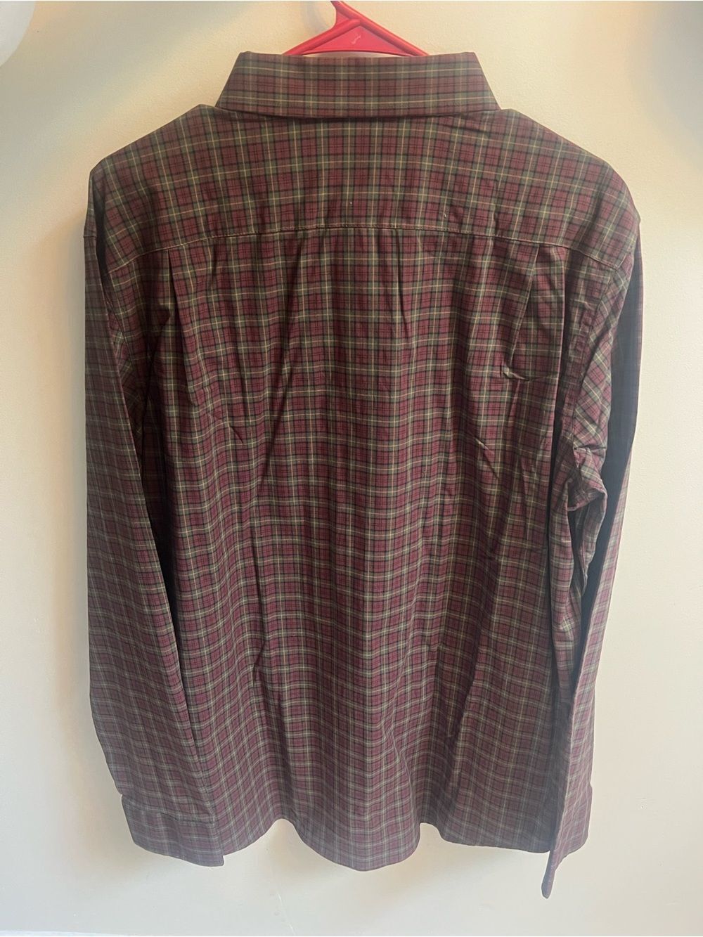 George Men's Plaid Button-Down Shirt - Burgundy & Olive - Picture 3 of 4